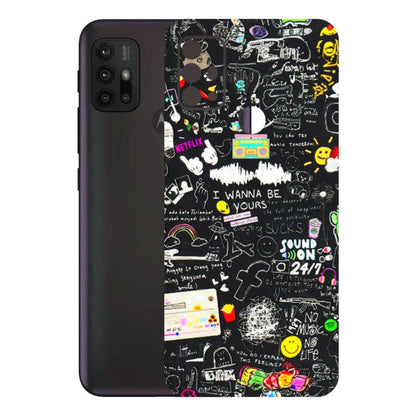 Motorola Phone Skins (All Models) - Black Creatives Doodles - 3D Embossed Finish (L-311) Motorola Moto G30