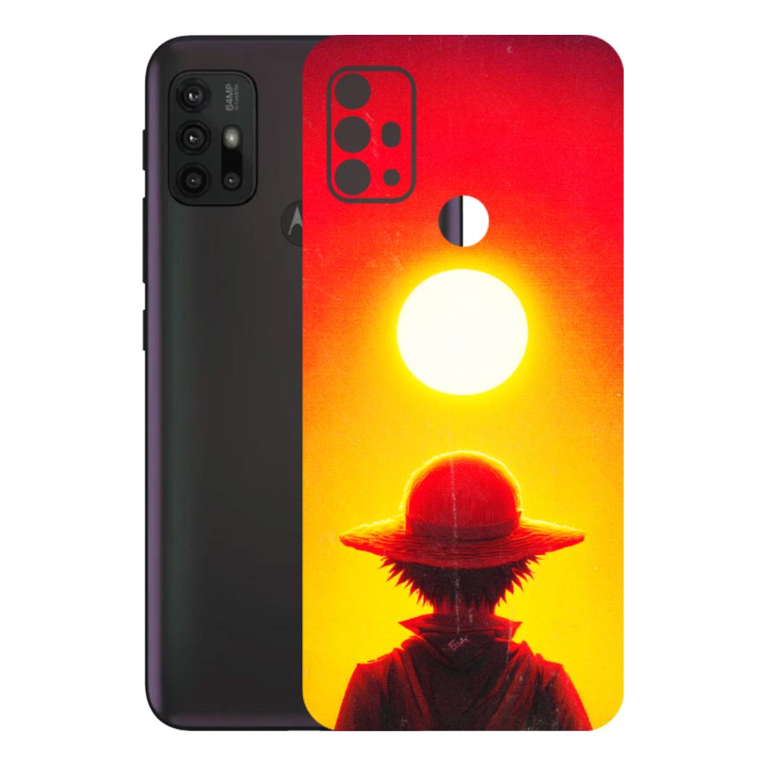Motorola Phone Skins (All Models) - Cool Sunset With Monkey D.Luffy Anime - 3D Embossed Finish (L-329) Motorola Moto G30