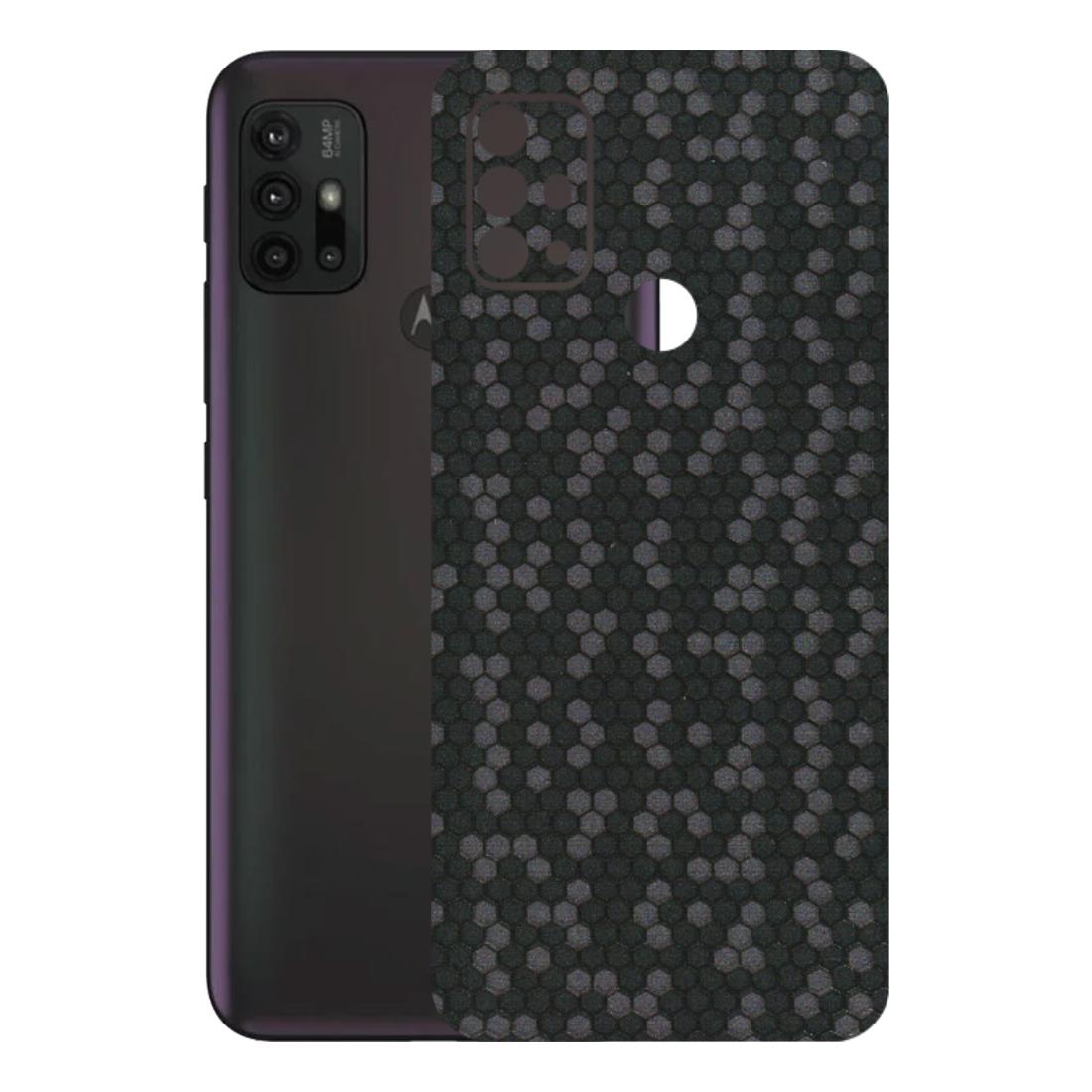 Motorola Phone Skins (All Models) - Black Grey Honeycomb Sober - 3D Embossed Finish (L-85) Motorola Moto G30