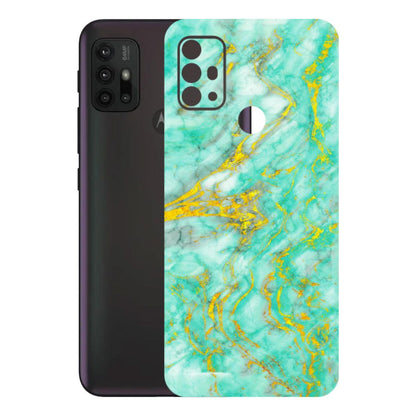 Motorola Phone Skins (All Models) - Green And Gold Marble Feel - Matte Finish (M-16) Motorola Moto G30
