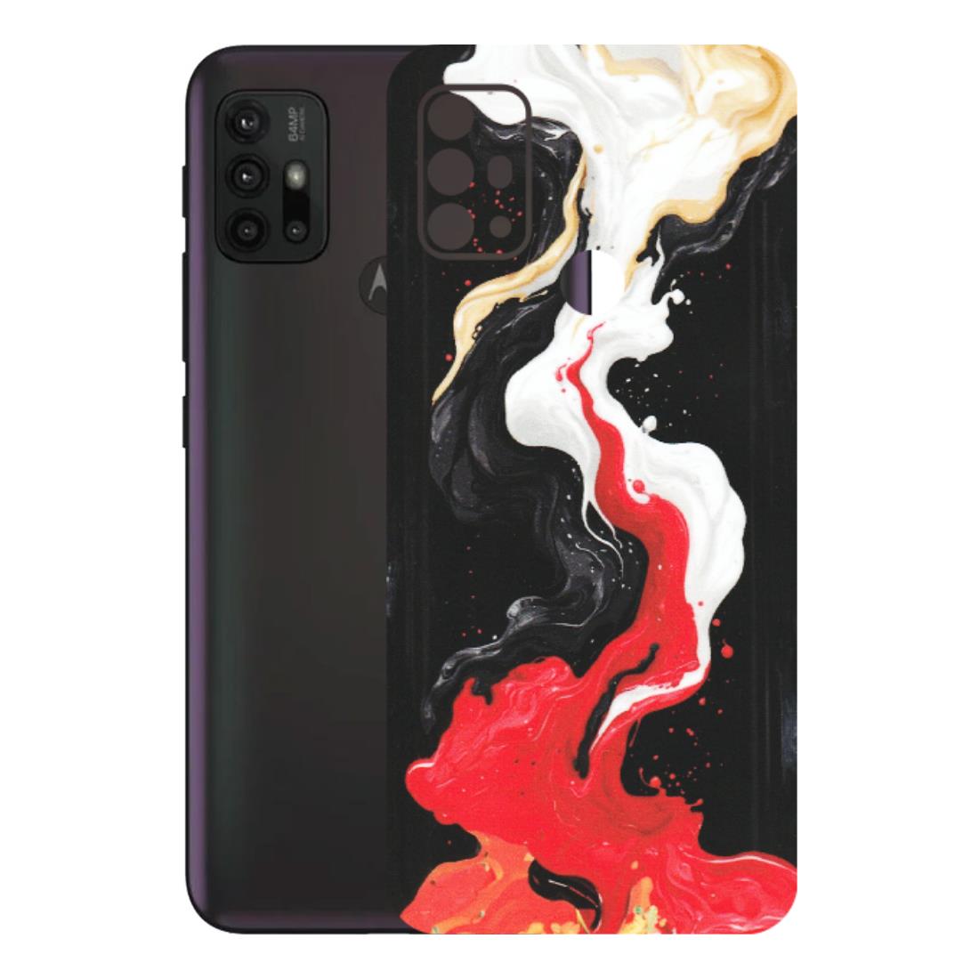 Motorola Phone Skins (All Models) - Black Red White Paint Splash Fusion - Matte Finish (M-56) Motorola Moto G30