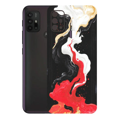 Motorola Phone Skins (All Models) - Black Red White Paint Splash Fusion - Matte Finish (M-56) Motorola Moto G30