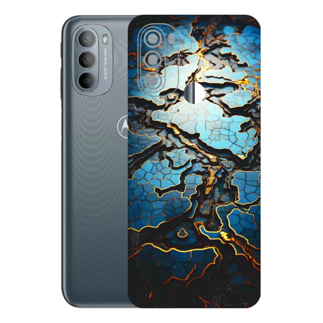 Motorola Phone Skins (All Models) - Blue Gold Abstract - 3D Embossed Finish (L-11) Motorola Moto G31