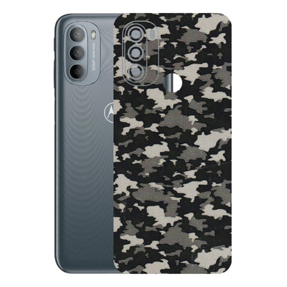 Motorola Phone Skins (All Models) - Black/Grey Camoflaunge - 3D Embossed Finish (L-142) Motorola Moto G31