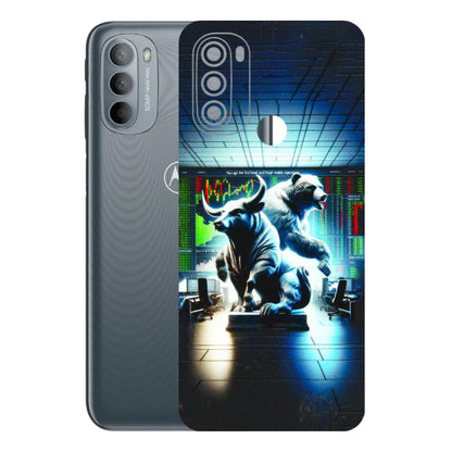 Motorola Phone Skins (All Models) - Stock Market Sensex Bear vs Bulls - 3D Embossed Finish (L-15) Motorola Moto G31