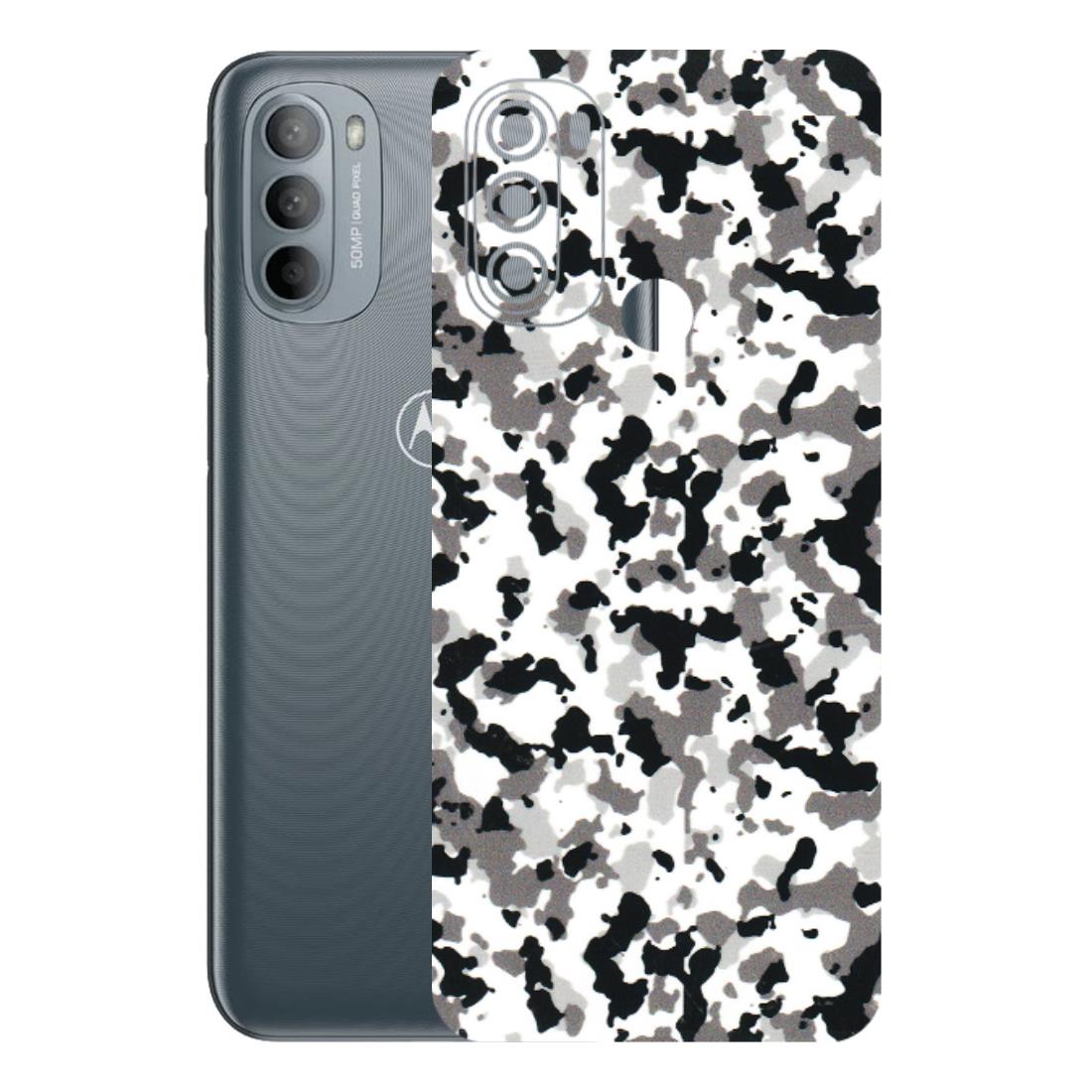 Motorola Phone Skins (All Models) - White Black Camouflage - 3D Embossed Finish (L-18) Motorola Moto G31