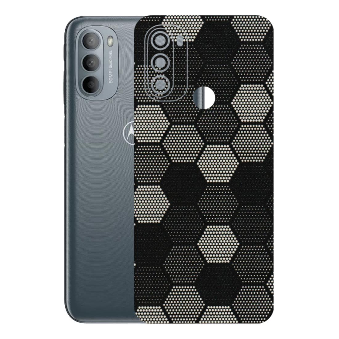 Motorola Phone Skins (All Models) - Black & White Dotted Honeycomb Texture - 3D Embossed Finish (L-202) Motorola Moto G31