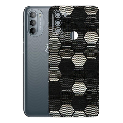 Motorola Phone Skins (All Models) - Black & White Dotted Honeycomb Texture - 3D Embossed Finish (L-202) Motorola Moto G31