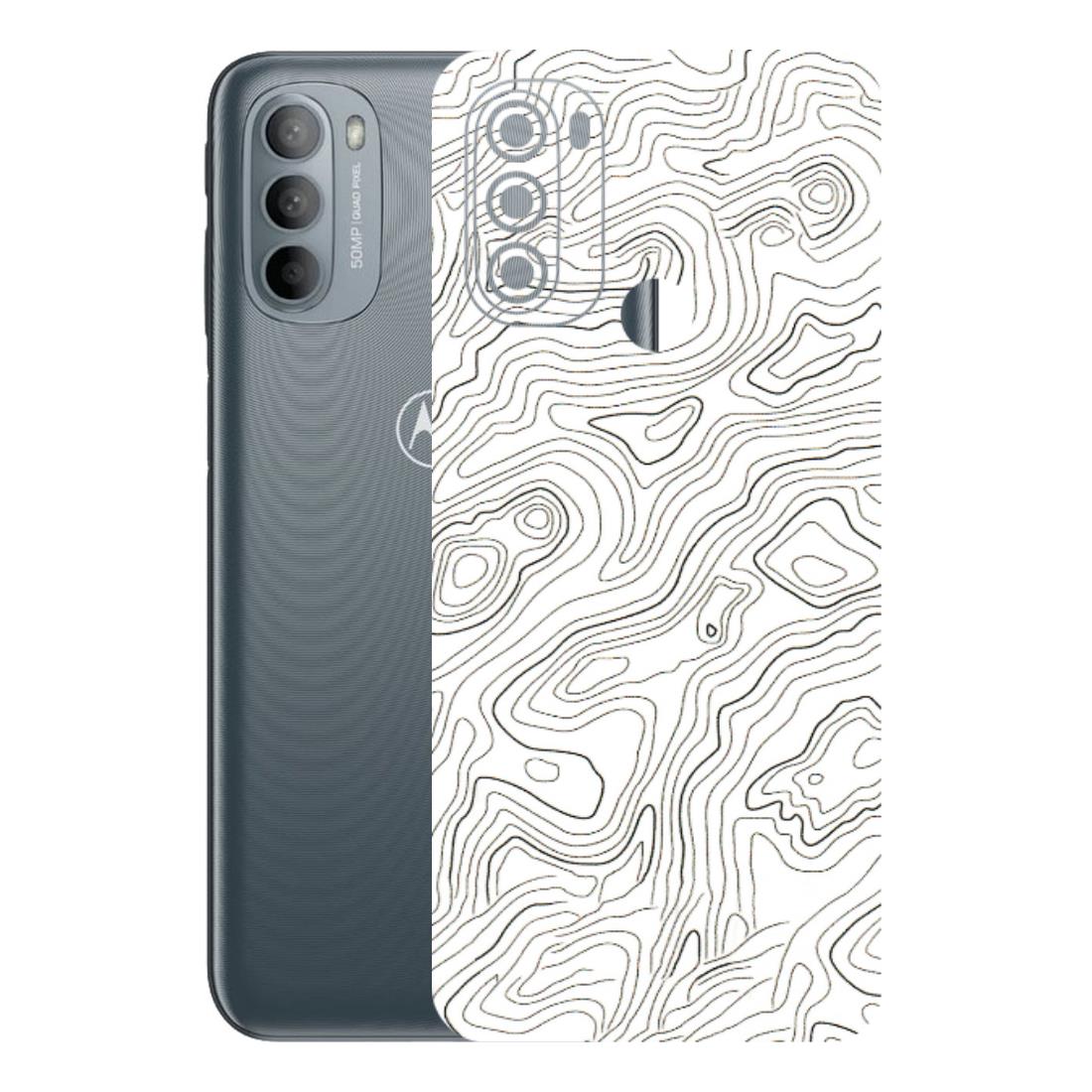 Motorola Phone Skins (All Models) - White Black Swirls - 3D Embossed Finish (L-219) Motorola Moto G31