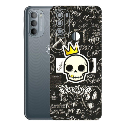 Motorola Phone Skins (All Models) - Funny Skull Black Chalk Grafitti - 3D Embossed Finish (L-22) Motorola Moto G31