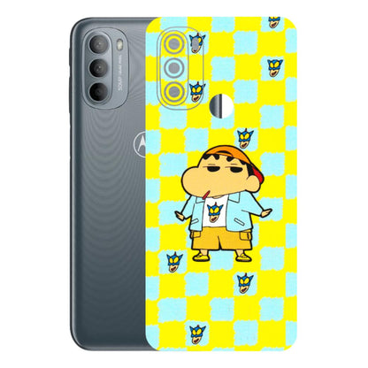 Motorola Phone Skins (All Models) - Yellow Blue Shinchan Cute - 3D Embossed Finish (L-221) Motorola Moto G31