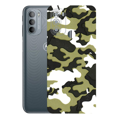 Motorola Phone Skins (All Models) - Camouflages White And Green - 3D Embossed Finish (L-243) Motorola Moto G31