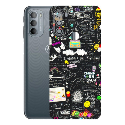 Motorola Phone Skins (All Models) - Black Creatives Doodles - 3D Embossed Finish (L-311) Motorola Moto G31