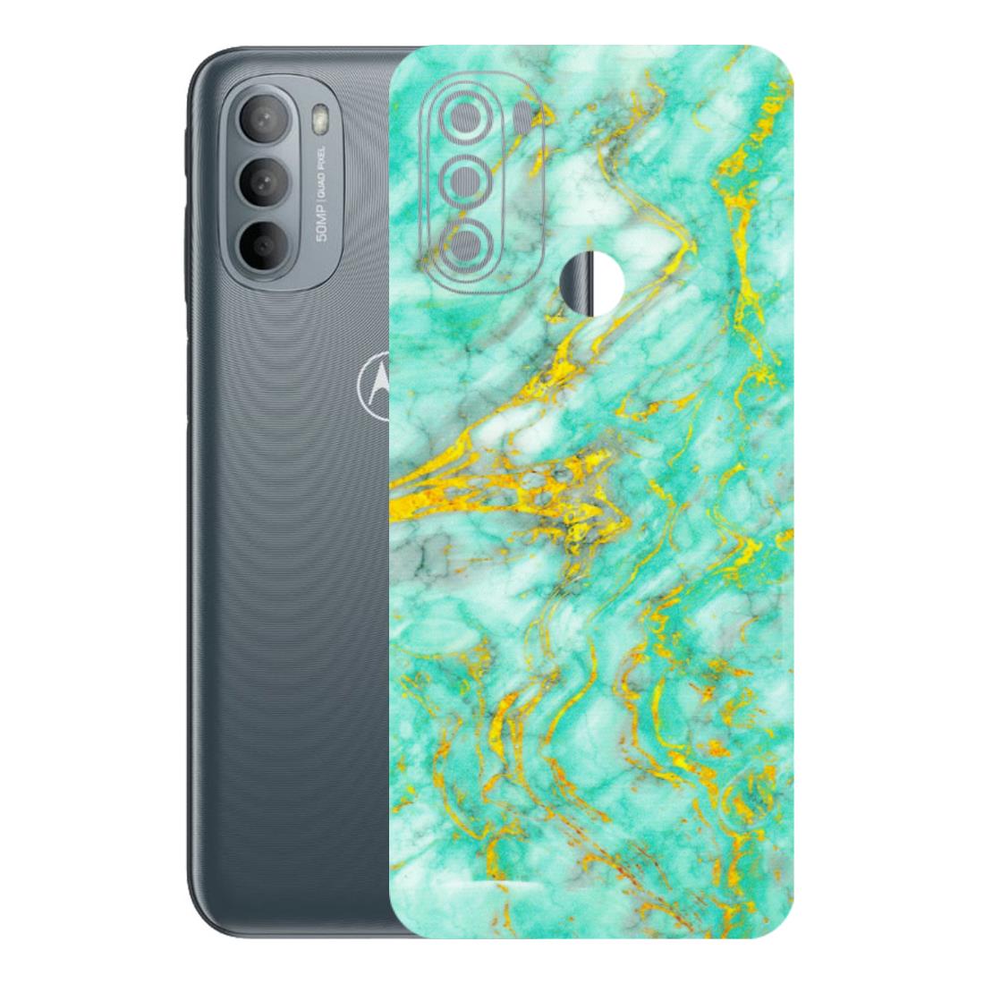 Motorola Phone Skins (All Models) - Green And Gold Marble Feel - Matte Finish (M-16) Motorola Moto G31