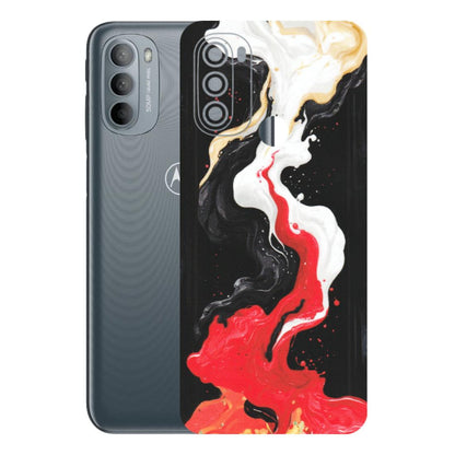 Motorola Phone Skins (All Models) - Black Red White Paint Splash Fusion - Matte Finish (M-56) Motorola Moto G31