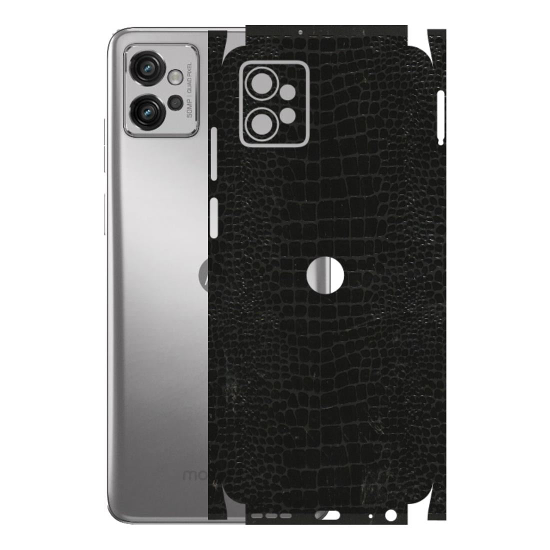 Motorola Phone Skins (All Models) - Snake Leather Black - 3D Embossed Finish (L-107) Motorola Moto G32