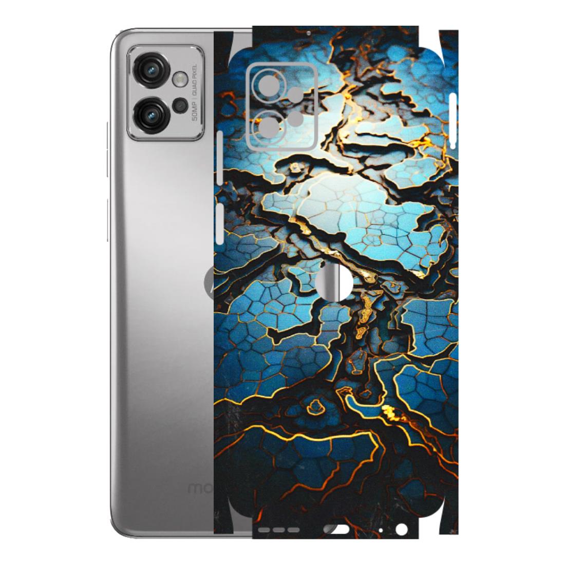 Motorola Phone Skins (All Models) - Blue Gold Abstract - 3D Embossed Finish (L-11) Motorola Moto G32