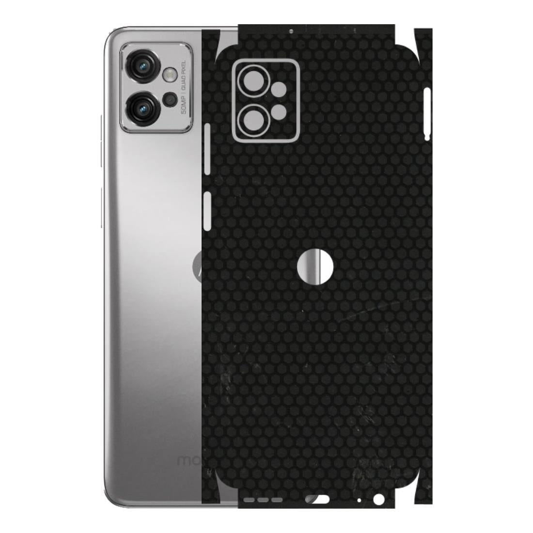 Motorola Phone Skins (All Models) - Black honeycomb - 3D Embossed Finish (L-114) Motorola Moto G32