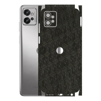 Motorola Phone Skins (All Models) - Black Abstract Pattern - 3D Embossed Finish (L-117) Motorola Moto G32