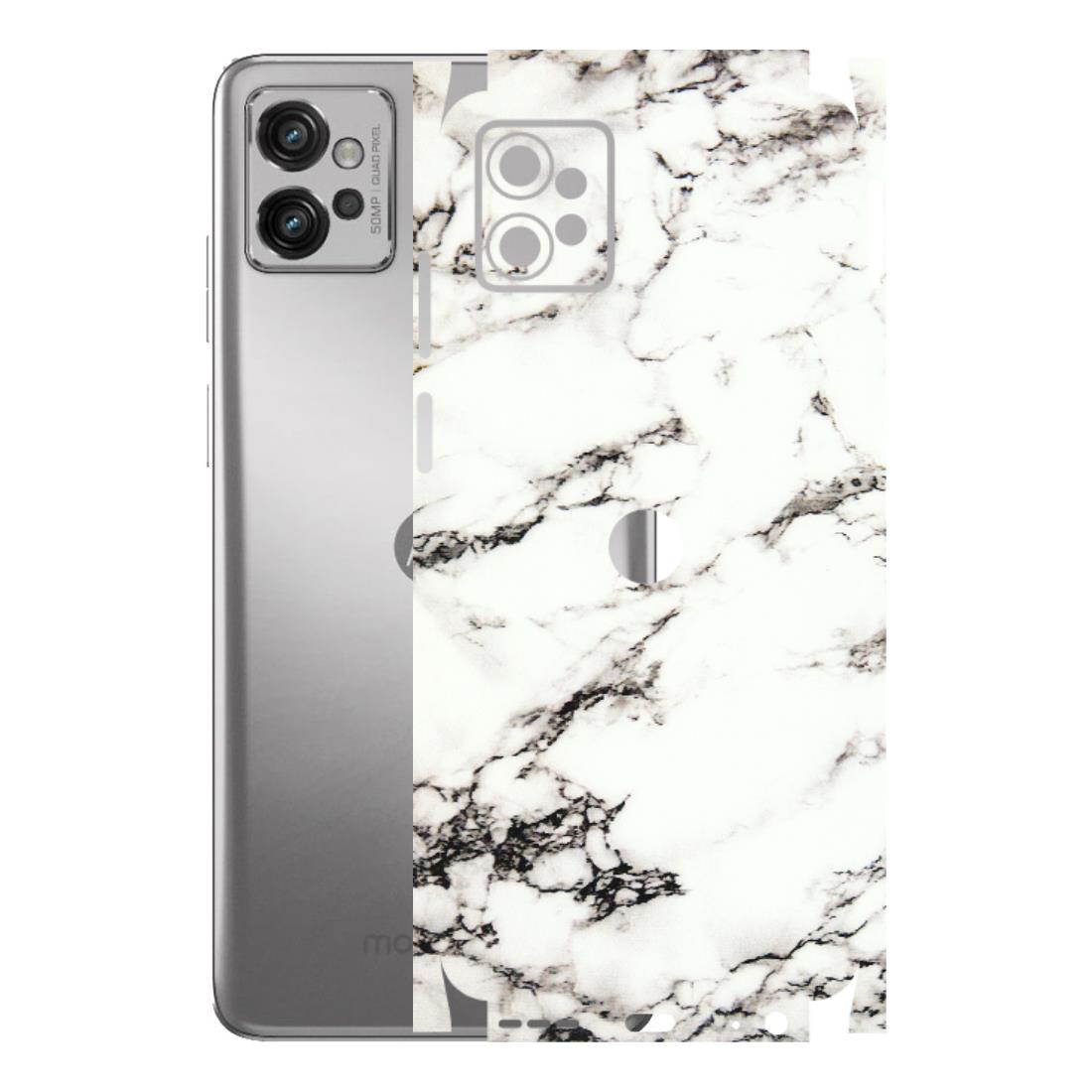 Motorola Phone Skins (All Models) - Black and White Marble Texture - 3D Embossed Finish (L-124) Motorola Moto G32