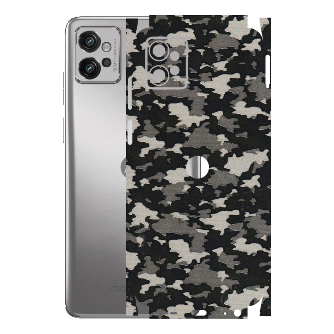Motorola Phone Skins (All Models) - Black/Grey Camoflaunge - 3D Embossed Finish (L-142) Motorola Moto G32