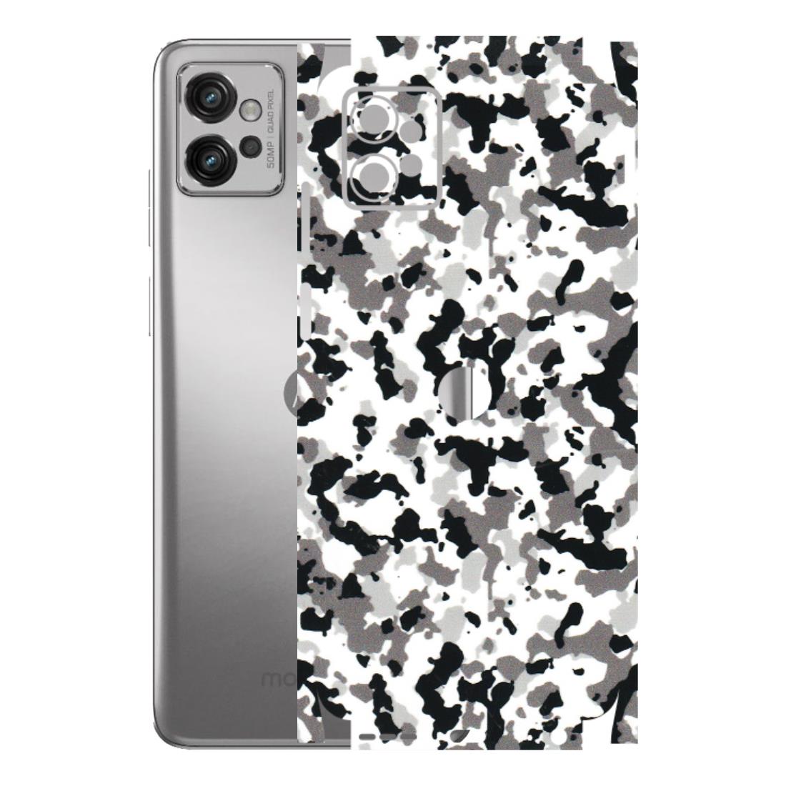 Motorola Phone Skins (All Models) - White Black Camouflage - 3D Embossed Finish (L-18) Motorola Moto G32