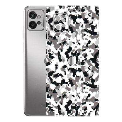 Motorola Phone Skins (All Models) - White Black Camouflage - 3D Embossed Finish (L-18) Motorola Moto G32