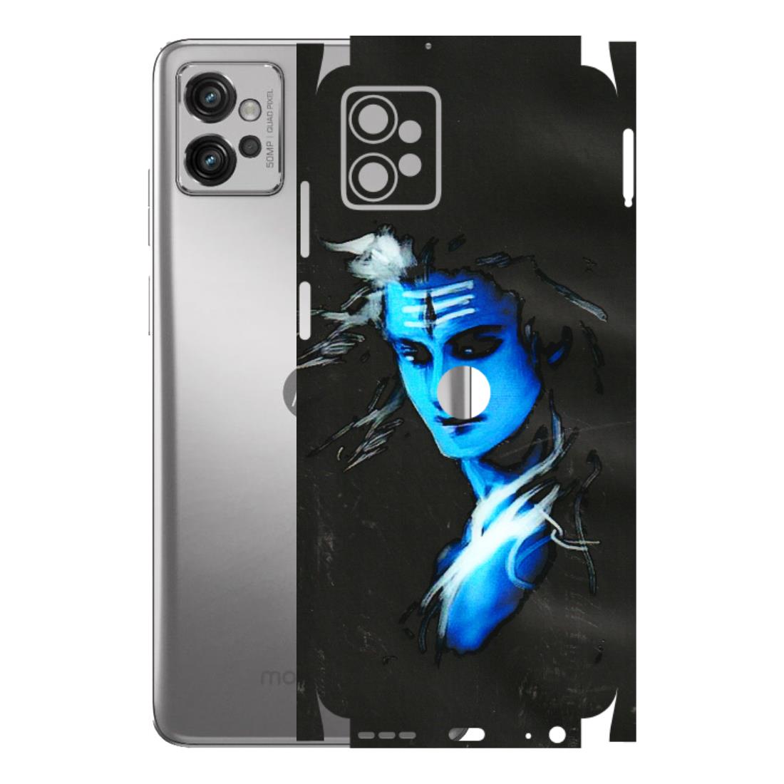 Motorola Phone Skins (All Models) - Har Har Mahadev Blue/Black - 3D Embossed Finish (L-185) Motorola Moto G32