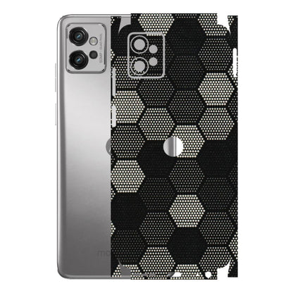 Motorola Phone Skins (All Models) - Black & White Dotted Honeycomb Texture - 3D Embossed Finish (L-202) Motorola Moto G32