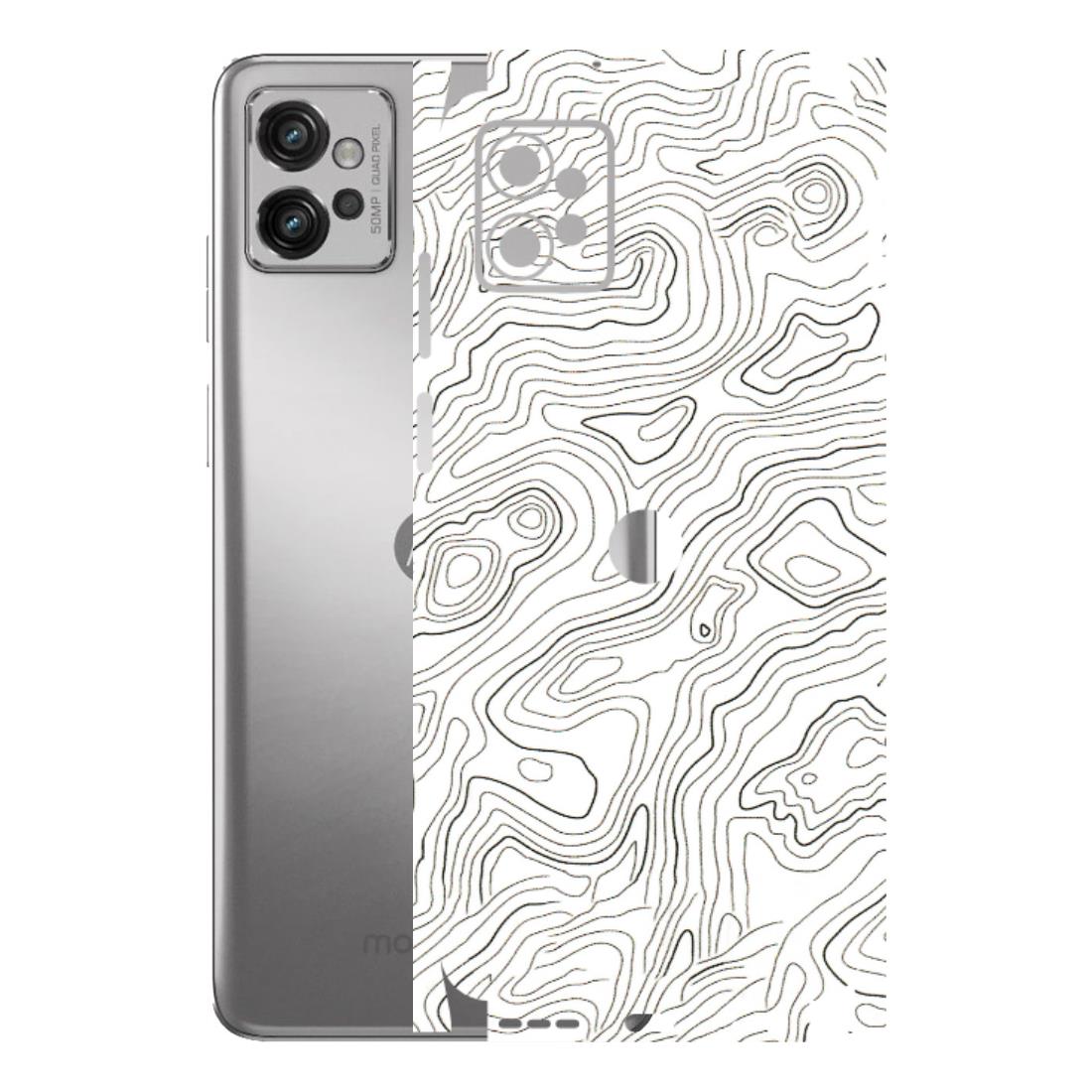 Motorola Phone Skins (All Models) - White Black Swirls - 3D Embossed Finish (L-219) Motorola Moto G32