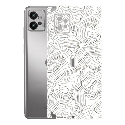 Motorola Phone Skins (All Models) - White Black Swirls - 3D Embossed Finish (L-219) Motorola Moto G32