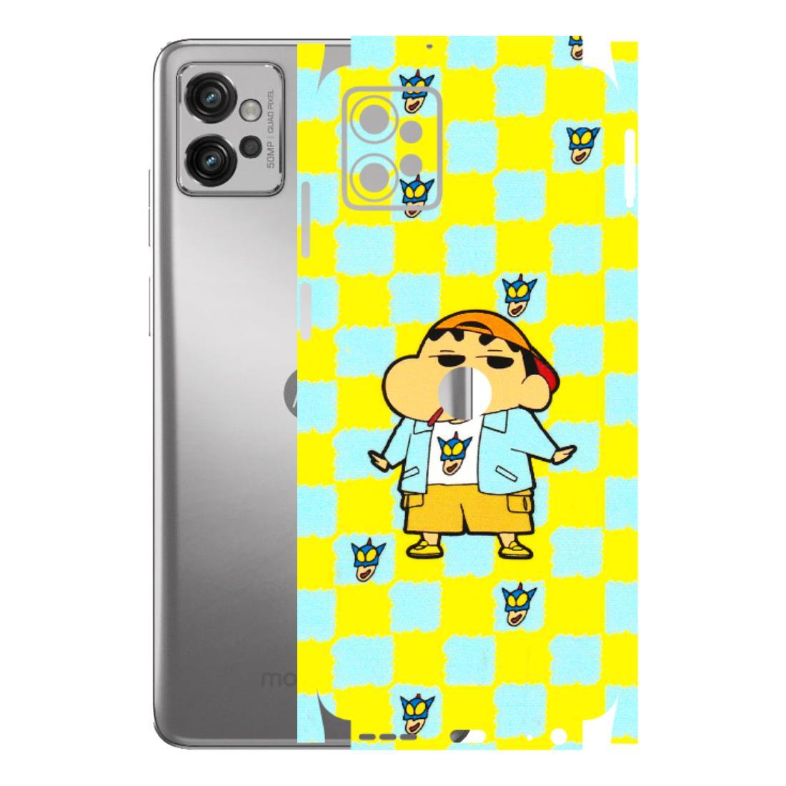 Motorola Phone Skins (All Models) - Yellow Blue Shinchan Cute - 3D Embossed Finish (L-221) Motorola Moto G32