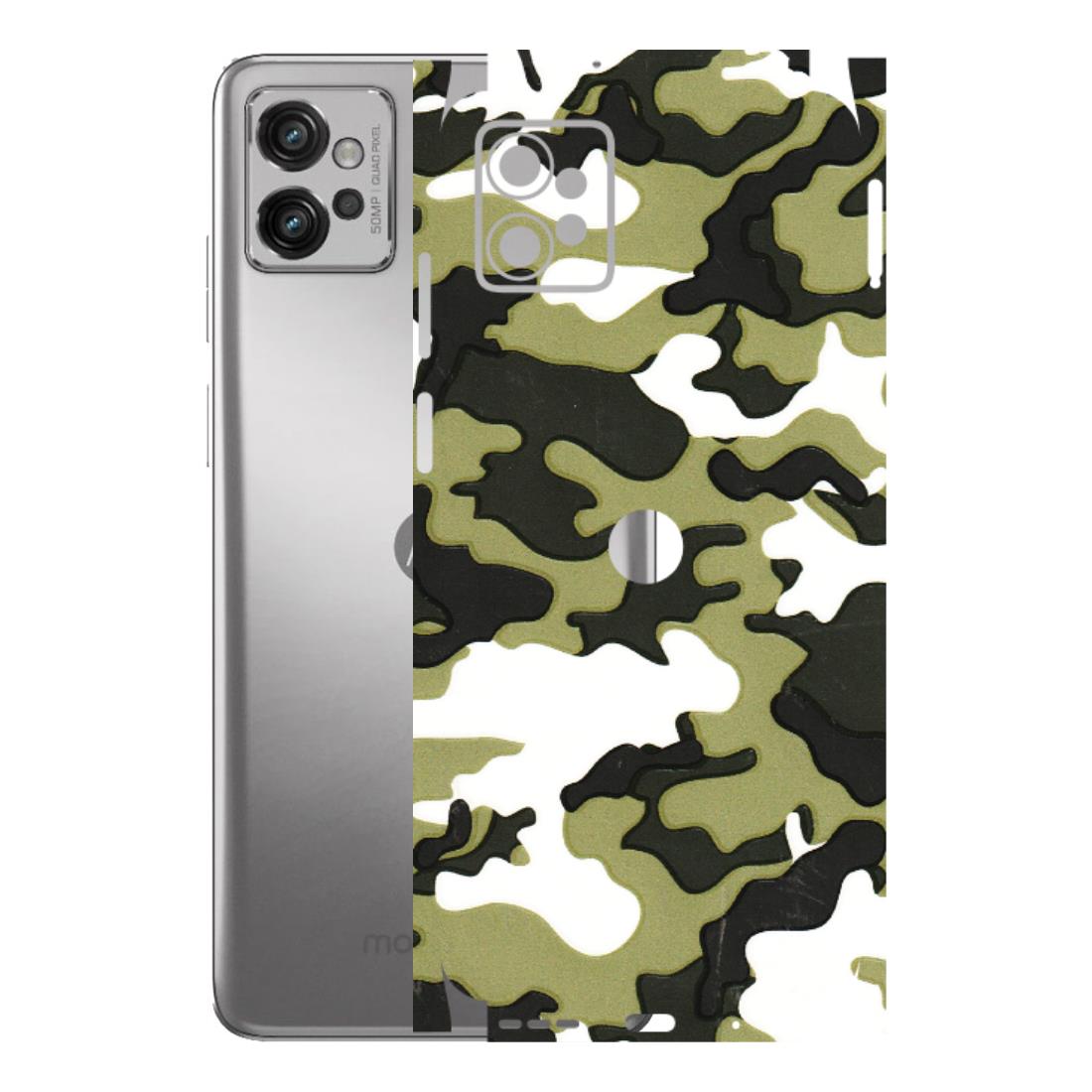 Motorola Phone Skins (All Models) - Camouflages White And Green - 3D Embossed Finish (L-243) Motorola Moto G32