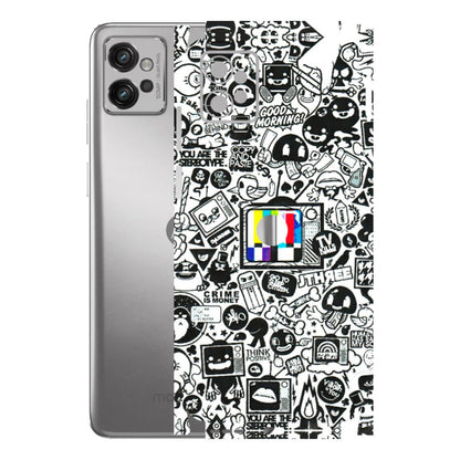 Motorola Phone Skins (All Models) - Doodles Positive Art - 3D Embossed Finish (L-263) Motorola Moto G32