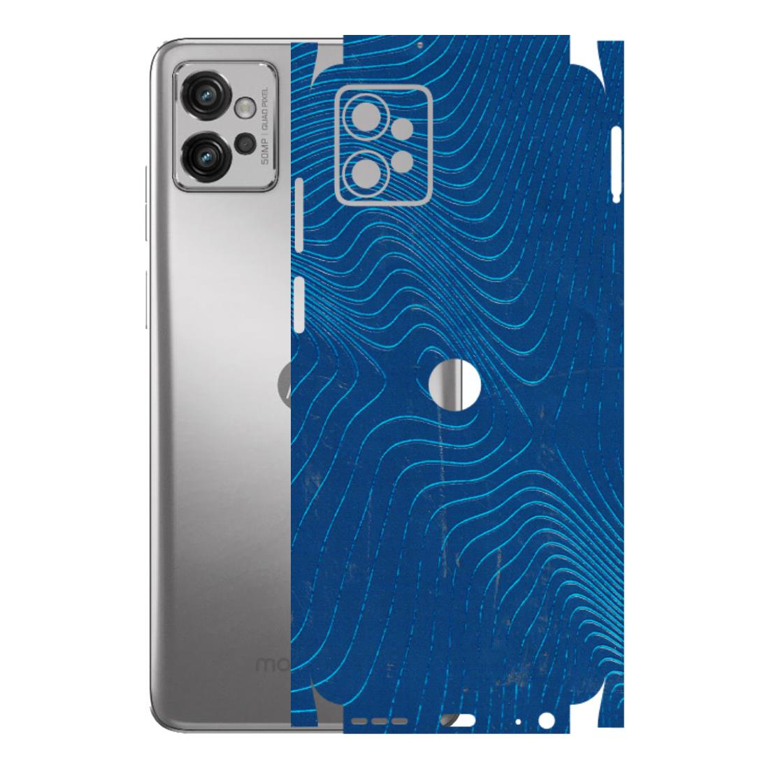 Motorola Phone Skins (All Models) - Abstract Blue Line Map - 3D Embossed Finish (L-272) Motorola Moto G32