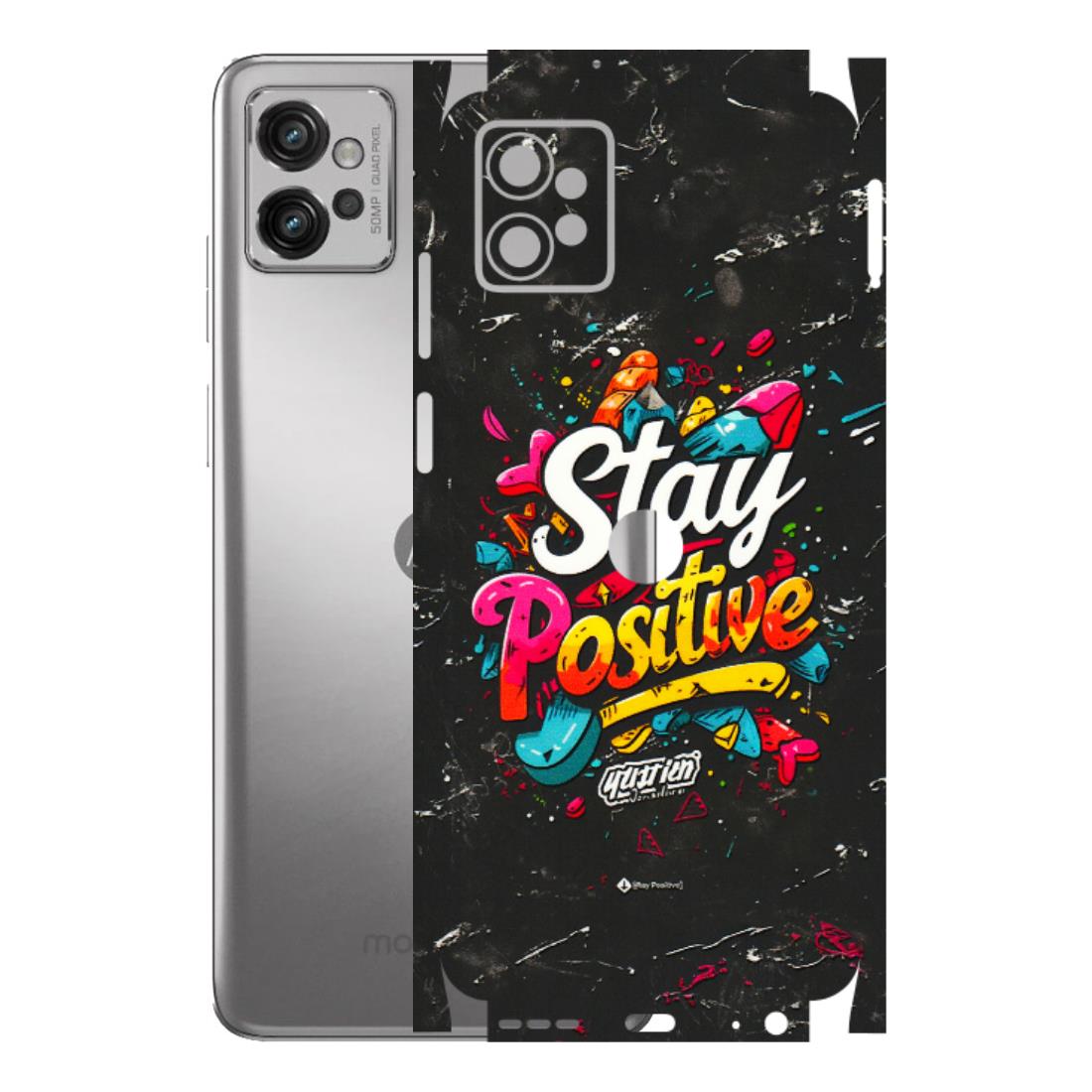 Motorola Phone Skins (All Models) - Stay Positive Black - 3D Embossed Finish (L-31) Motorola Moto G32