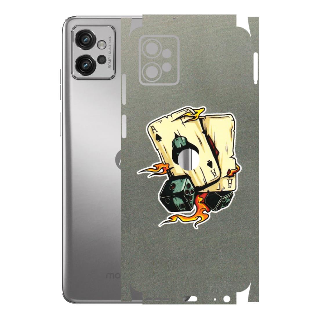 Motorola Phone Skins (All Models) - Grey Cards Of Ace - 3D Embossed Finish (L-77) Motorola Moto G32