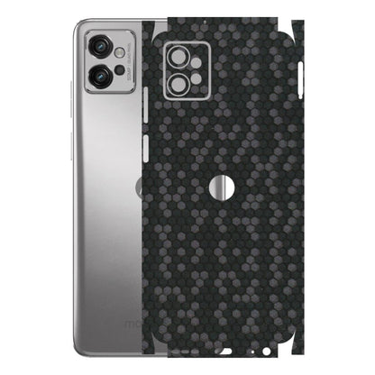 Motorola Phone Skins (All Models) - Black Grey Honeycomb Sober - 3D Embossed Finish (L-85) Motorola Moto G32