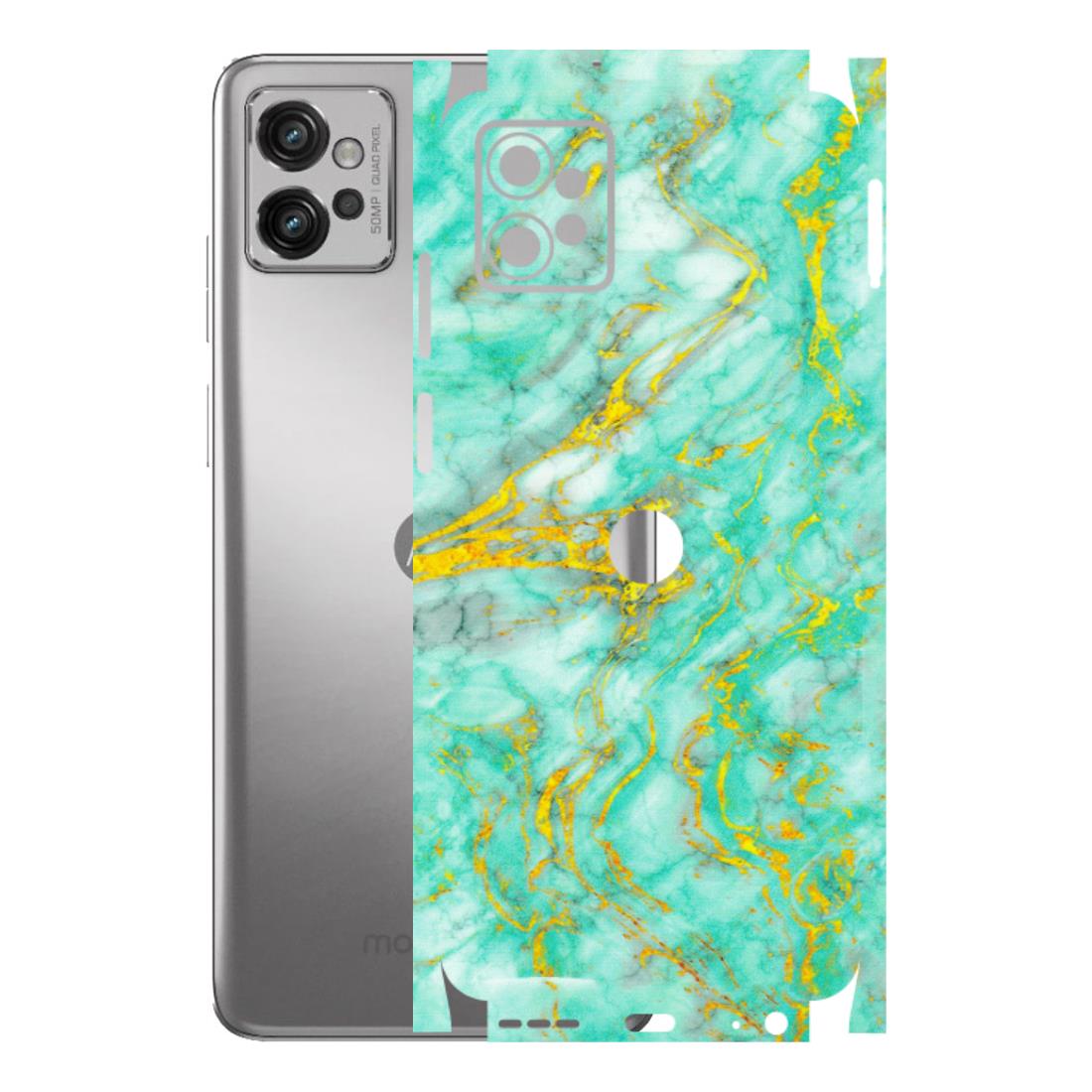 Motorola Phone Skins (All Models) - Green And Gold Marble Feel - Matte Finish (M-16) Motorola Moto G32