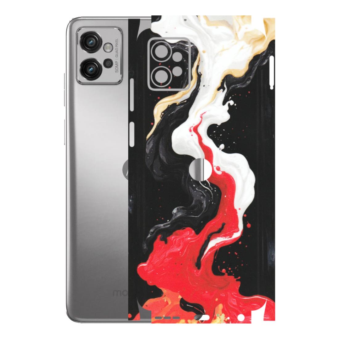 Motorola Phone Skins (All Models) - Black Red White Paint Splash Fusion - Matte Finish (M-56) Motorola Moto G32
