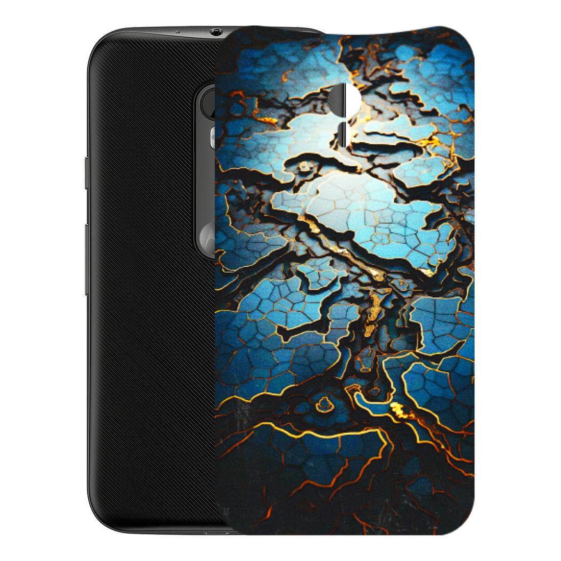 Motorola Phone Skins (All Models) - Blue Gold Abstract - 3D Embossed Finish (L-11) Motorola Moto G3