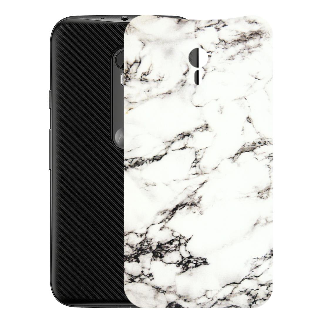 Motorola Phone Skins (All Models) - Black and White Marble Texture - 3D Embossed Finish (L-124) Motorola Moto G3