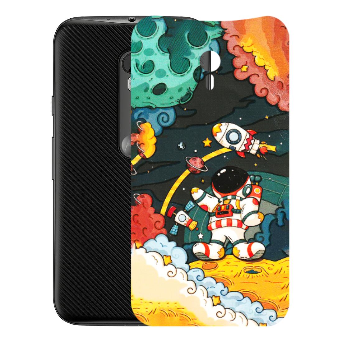 Motorola Phone Skins (All Models) - Astronauts & Spaceship - 3D Embossed Finish (L-145) Motorola Moto G3