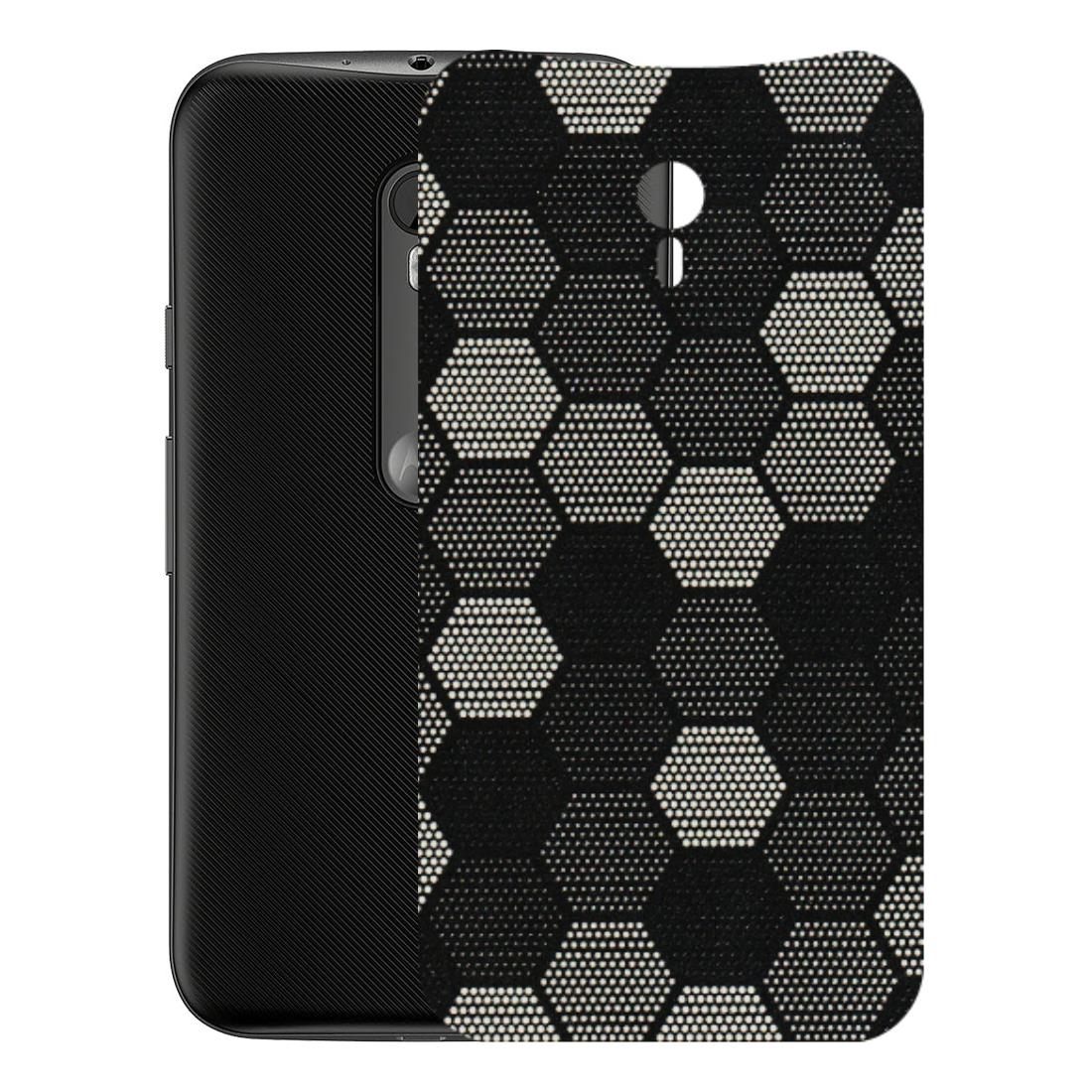 Motorola Phone Skins (All Models) - Black & White Dotted Honeycomb Texture - 3D Embossed Finish (L-202) Motorola Moto G3