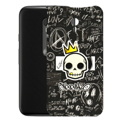 Motorola Phone Skins (All Models) - Funny Skull Black Chalk Grafitti - 3D Embossed Finish (L-22) Motorola Moto G3