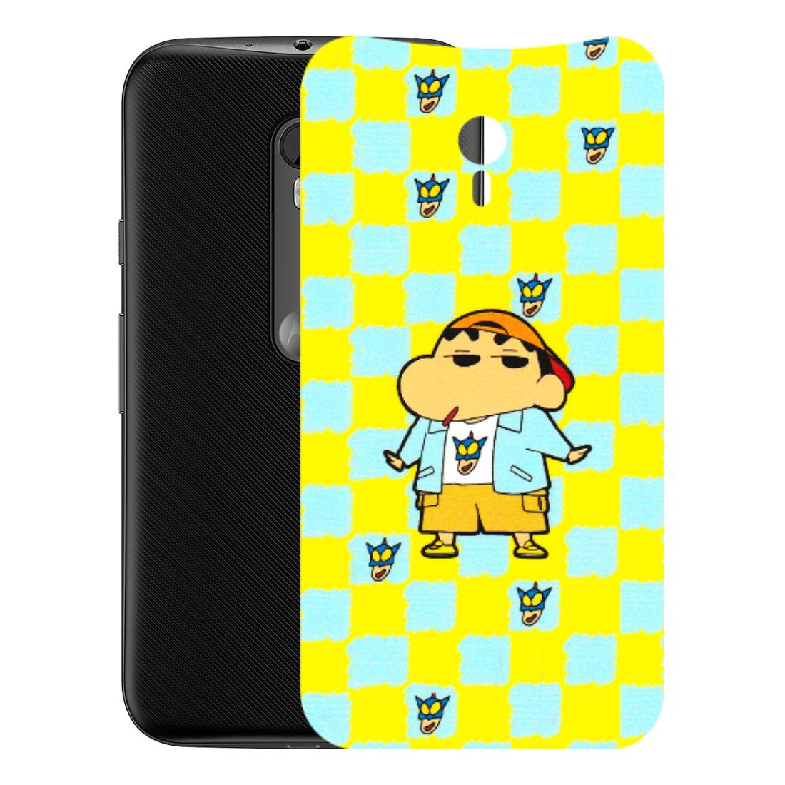 Motorola Phone Skins (All Models) - Yellow Blue Shinchan Cute - 3D Embossed Finish (L-221) Motorola Moto G3