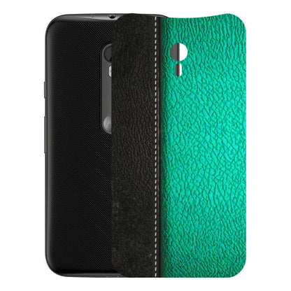 Motorola Phone Skins (All Models) - Black Green Dual Leather Stich - 3D Embossed Finish (L-233) Motorola Moto G3