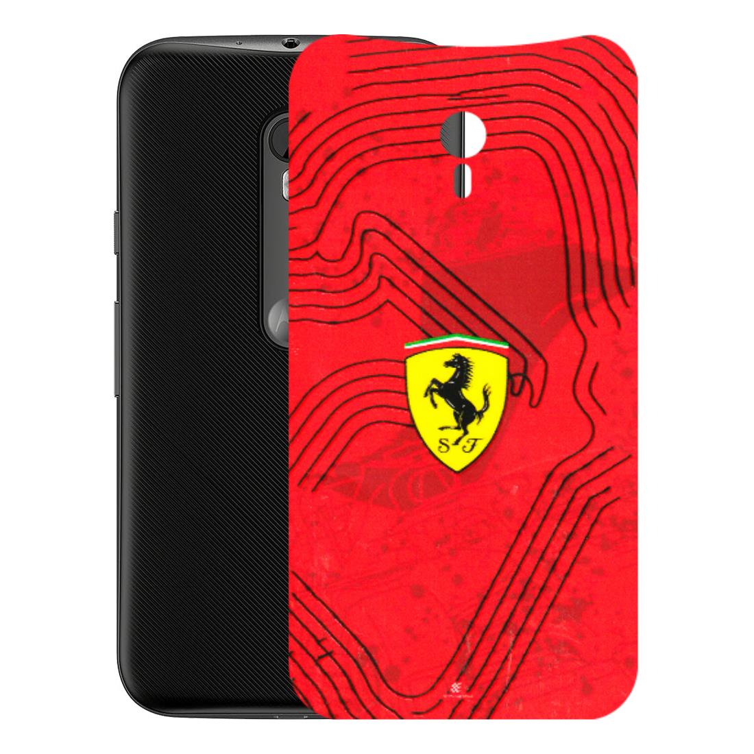 Motorola Phone Skins (All Models) - Red Ferrari Logo Stylish - 3D Embossed Finish (L-238) Motorola Moto G3