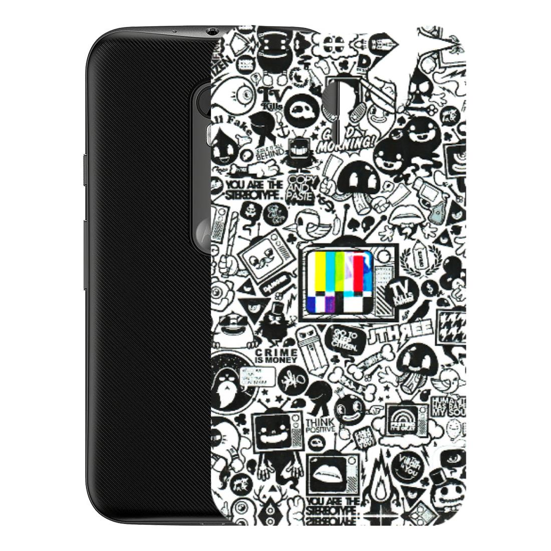 Motorola Phone Skins (All Models) - Doodles Positive Art - 3D Embossed Finish (L-263) Motorola Moto G3