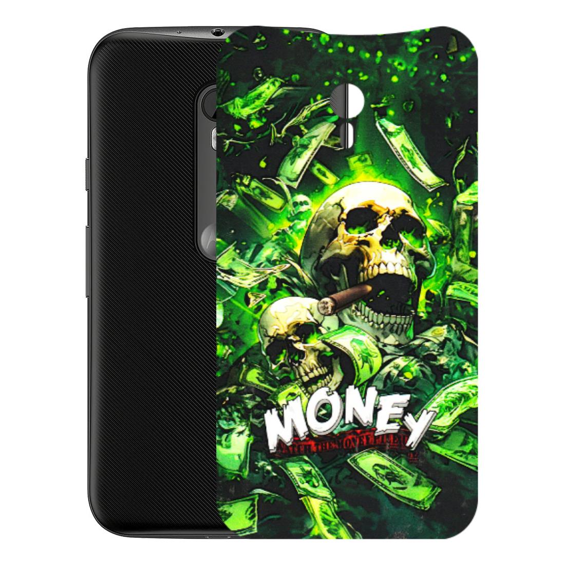 Motorola Phone Skins (All Models) - Skull Money - 3D Embossed Finish (L-303) Motorola Moto G3